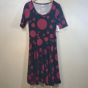 Lularoe Nicole M Polka Dot Burgundy Red A-line